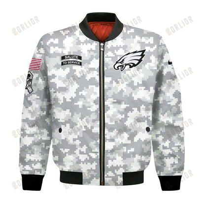 Philadelphia Eagles National Football League 2024 Arctic Camo Bomber Jacket