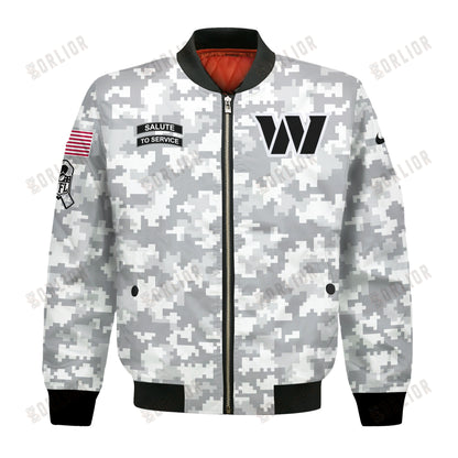 Washington Commanders National Football League 2024 Arctic Camo Bomber Jacket