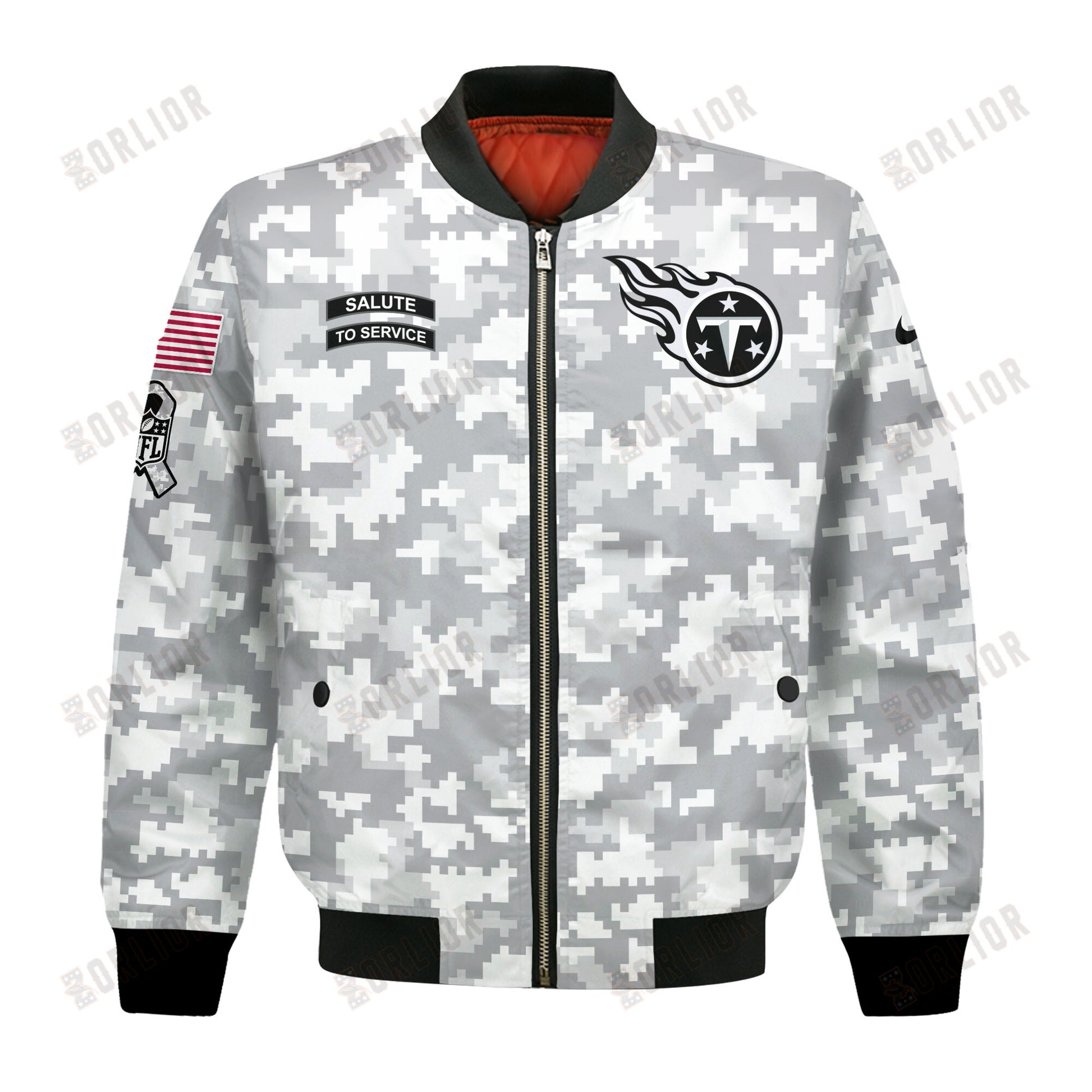 Tennessee Titans National Football League 2024 Arctic Camo Bomber Jacket