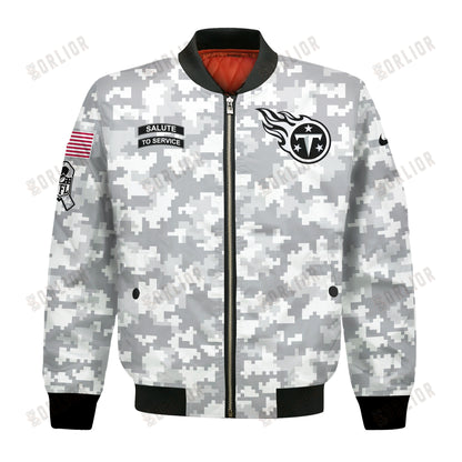 Tennessee Titans National Football League 2024 Arctic Camo Bomber Jacket