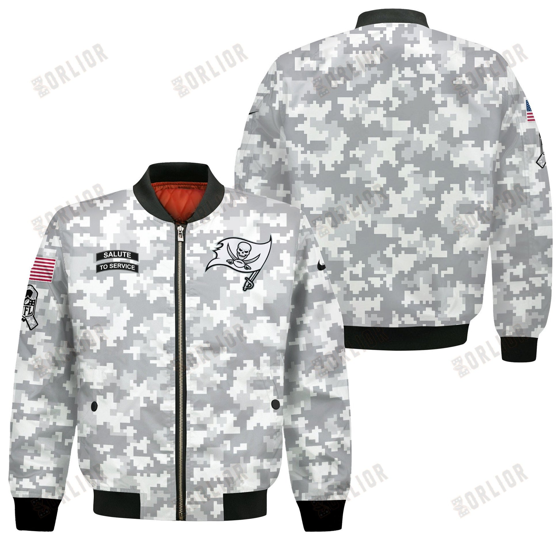 Tampa Bay Buccaneers National Football League 2024 Arctic Camo Bomber Jacket