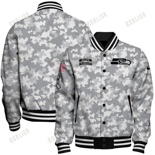 Seattle Seahawks National Football League 2024 Arctic Camo Unisex Varsity Jacket