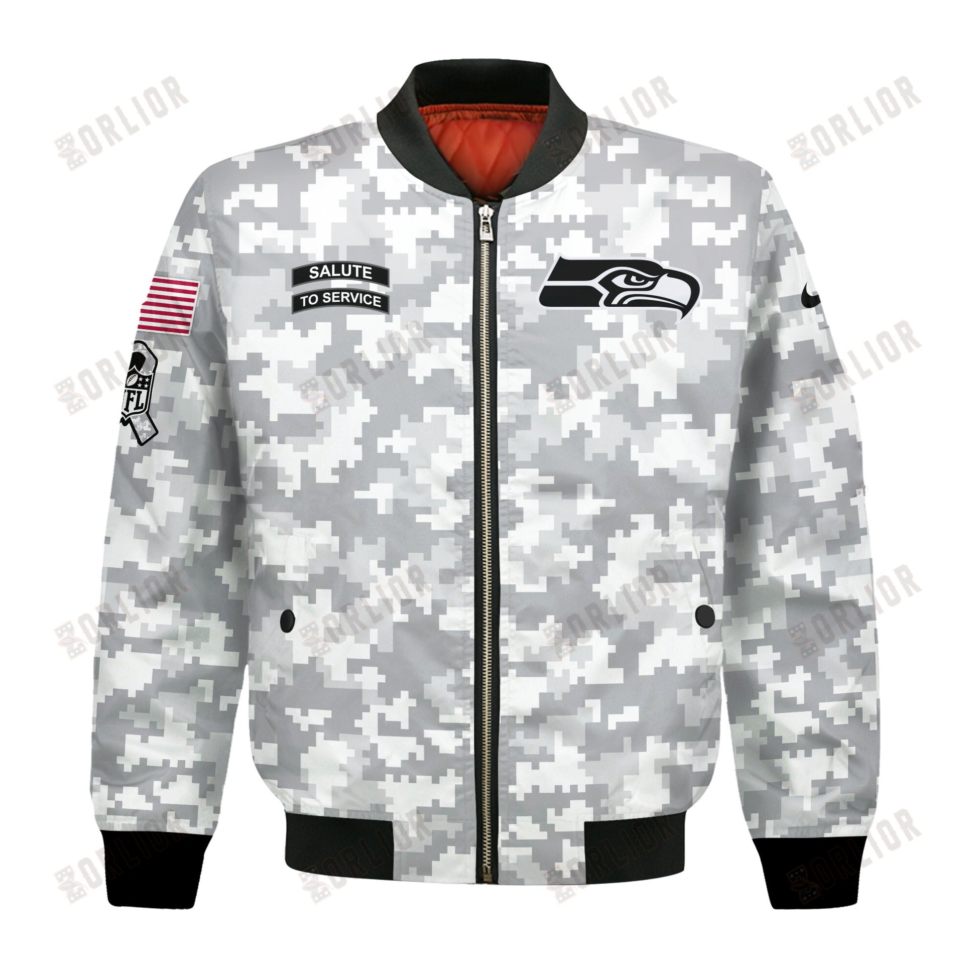Seattle Seahawks National Football League 2024 Arctic Camo Bomber Jacket