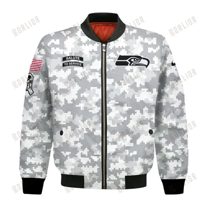 Seattle Seahawks National Football League 2024 Arctic Camo Bomber Jacket