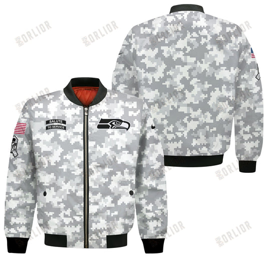 Seattle Seahawks National Football League 2024 Arctic Camo Bomber Jacket