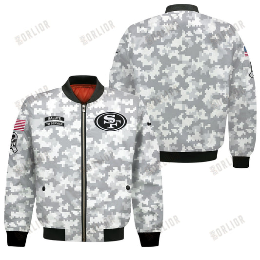 San Francisco 49ers National Football League 2024 Arctic Camo Bomber Jacket