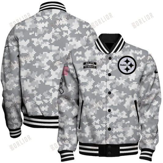 Pittsburgh Steelers National Football League 2024 Arctic Camo Unisex Varsity Jacket