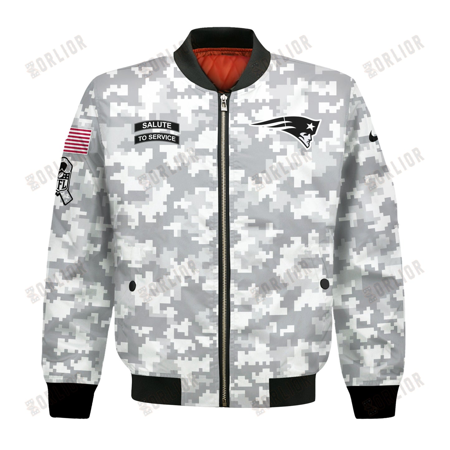 New England Patriots National Football League 2024 Arctic Camo Bomber Jacket