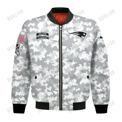 New England Patriots National Football League 2024 Arctic Camo Bomber Jacket
