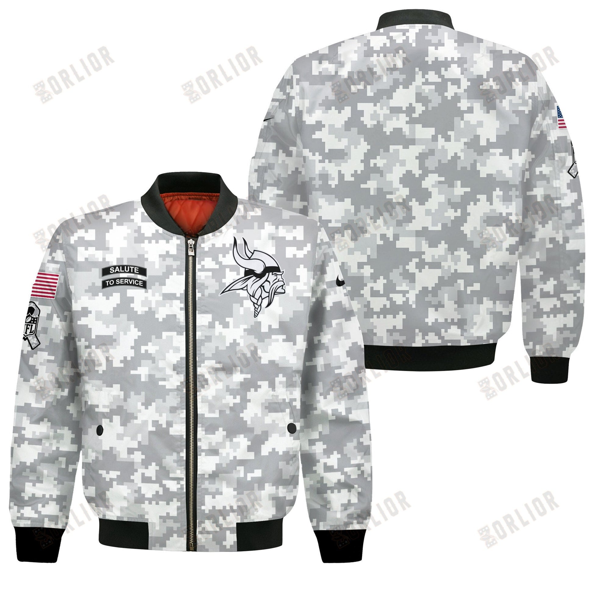 Minnesota Vikings National Football League 2024 Arctic Camo Bomber Jacket