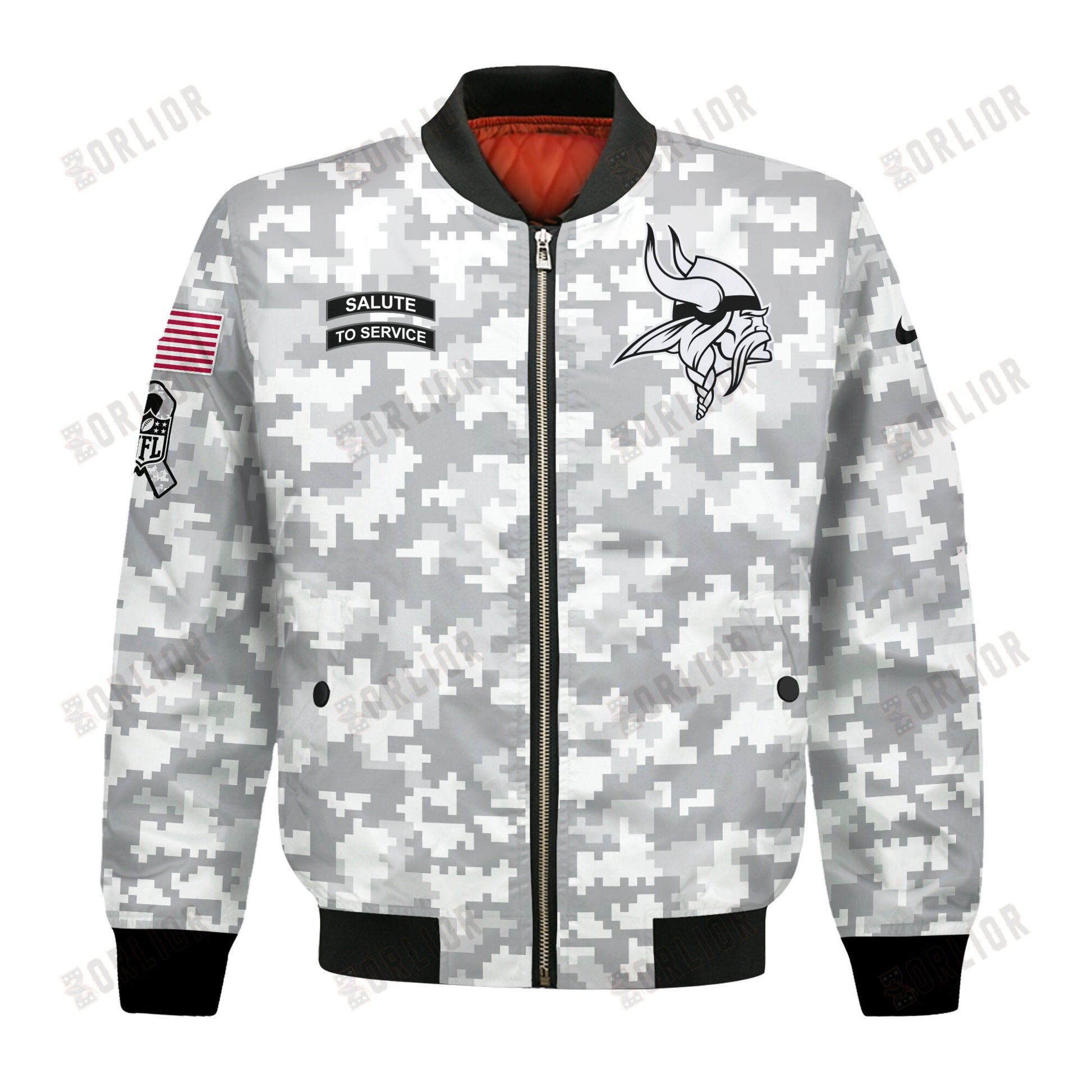 Minnesota Vikings National Football League 2024 Arctic Camo Bomber Jacket