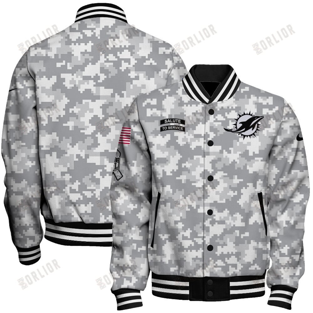 Miami Dolphins National Football League 2024 Arctic Camo Unisex Varsity Jacket