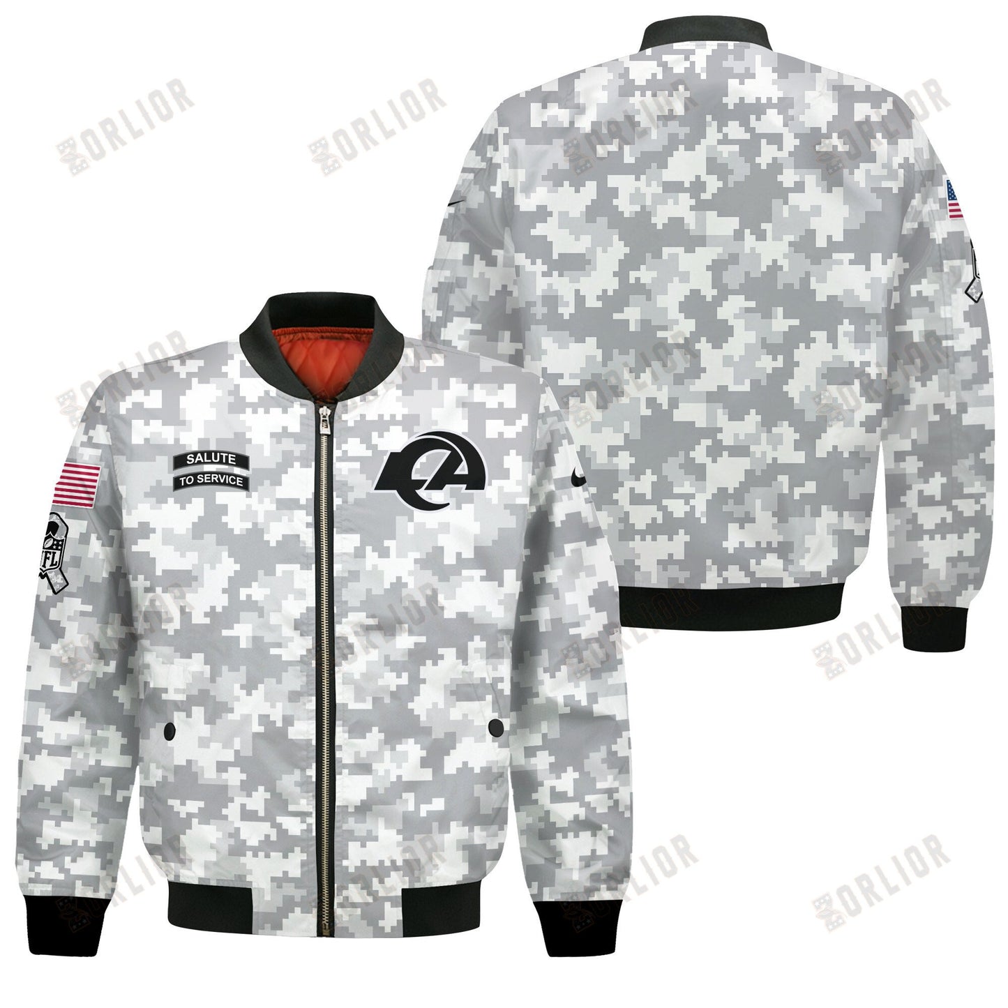 Los Angeles Rams National Football League 2024 Arctic Camo Bomber Jacket