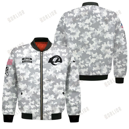 Los Angeles Rams National Football League 2024 Arctic Camo Bomber Jacket