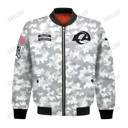 Los Angeles Rams National Football League 2024 Arctic Camo Bomber Jacket