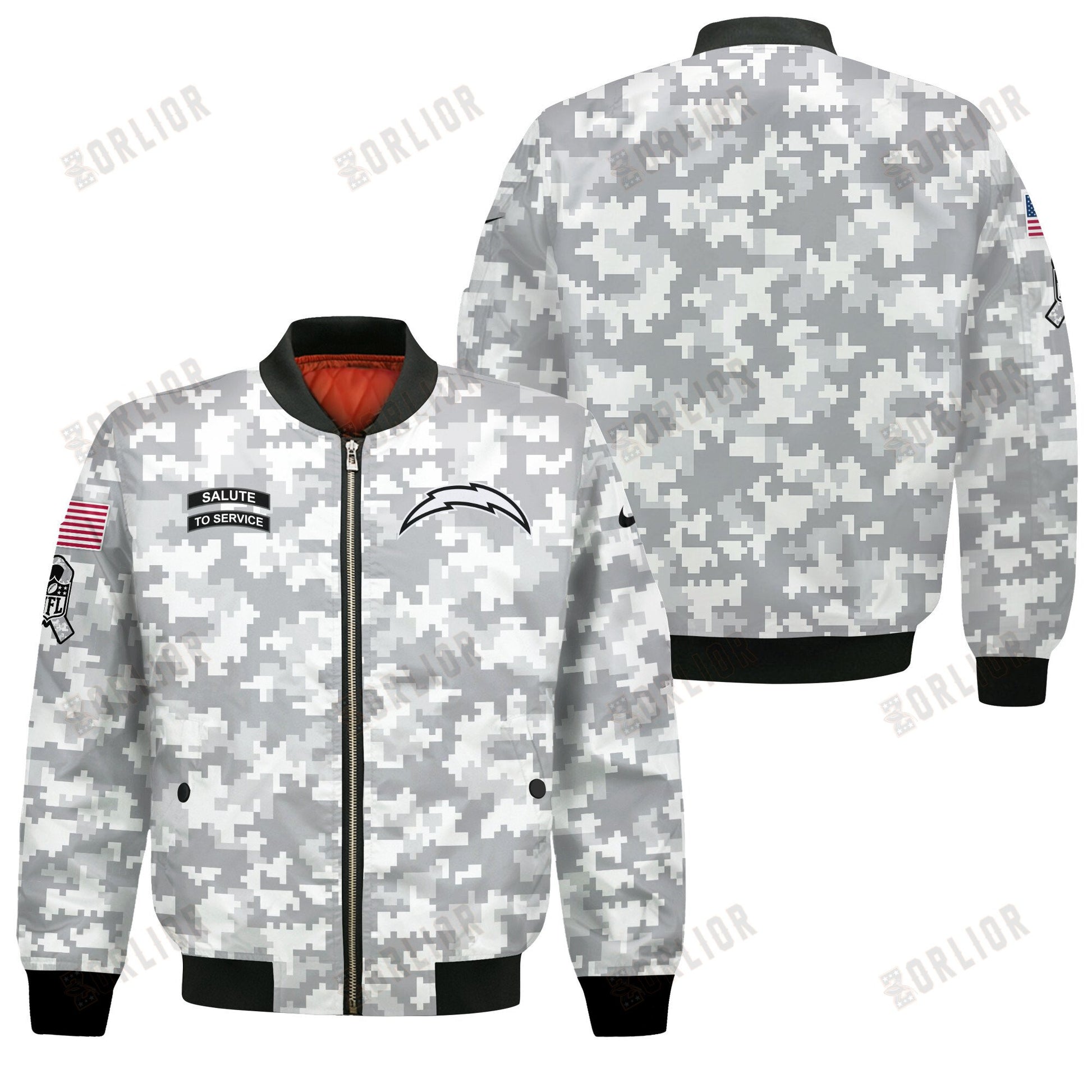Los Angeles Chargers National Football League 2024 Arctic Camo Bomber Jacket