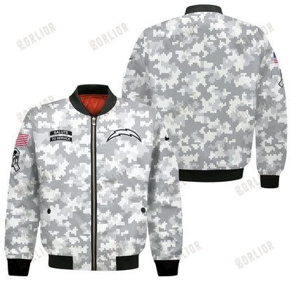Los Angeles Chargers National Football League 2024 Arctic Camo Bomber Jacket