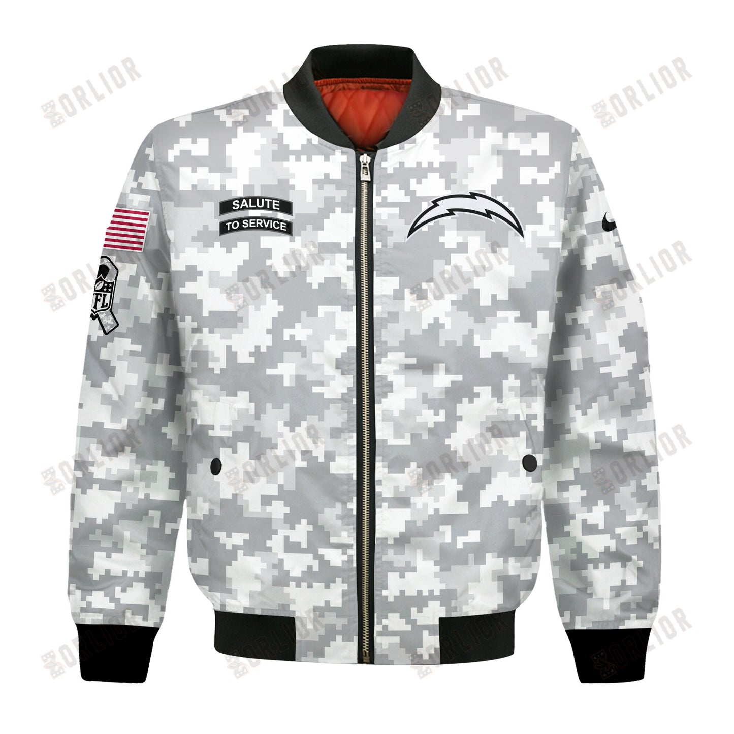 Los Angeles Chargers National Football League 2024 Arctic Camo Bomber Jacket