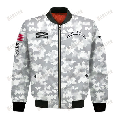 Los Angeles Chargers National Football League 2024 Arctic Camo Bomber Jacket