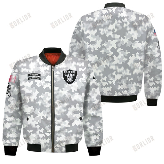 Las Vegas Raiders National Football League 2024 Arctic Camo Bomber Jacket