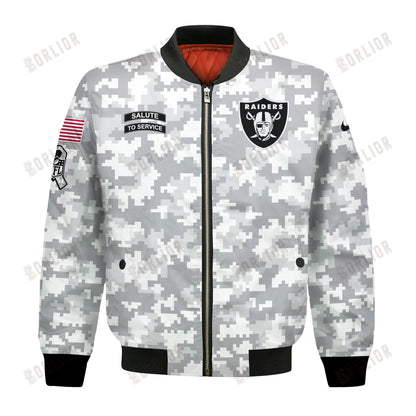 Las Vegas Raiders National Football League 2024 Arctic Camo Bomber Jacket