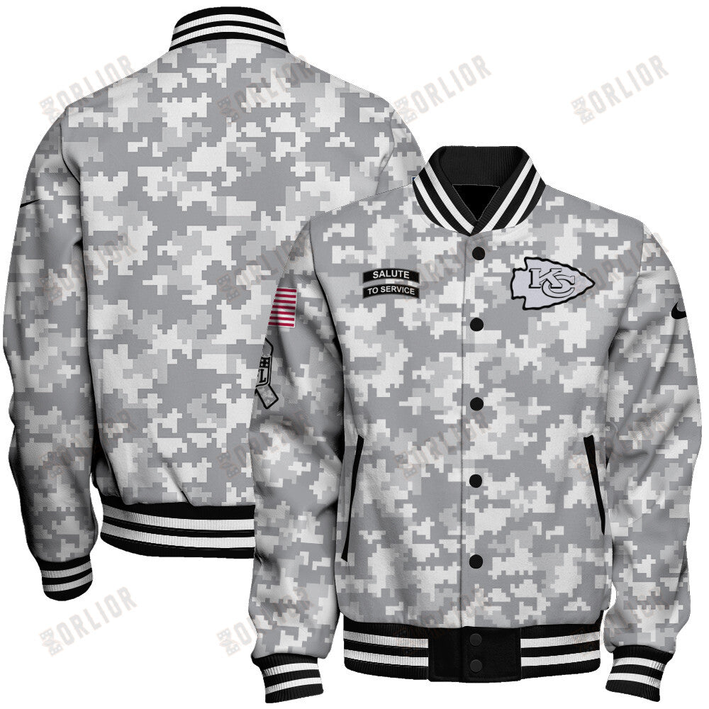 Kansas City Chiefs National Football League 2024 Arctic Camo Unisex Varsity Jacket