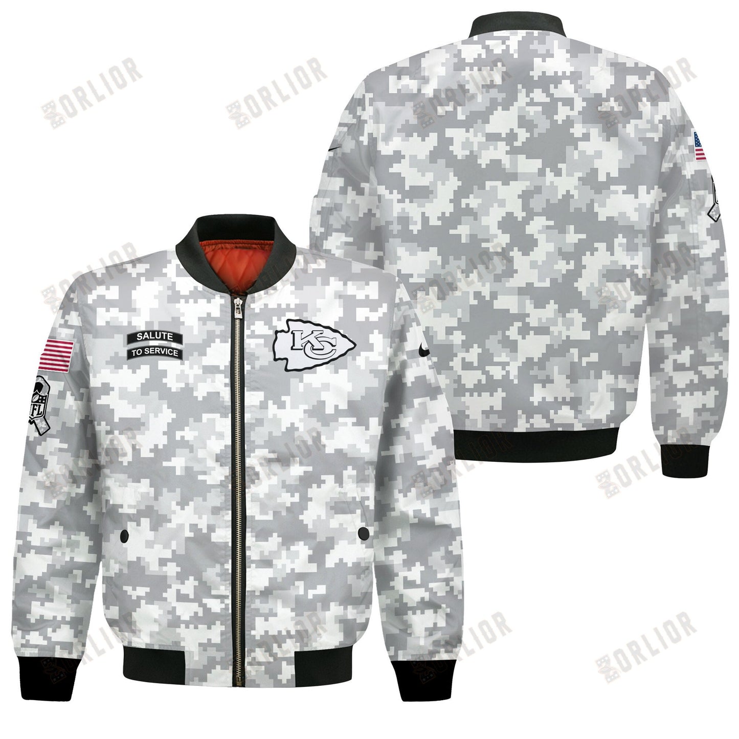 Kansas City Chiefs National Football League 2024 Arctic Camo Bomber Jacket