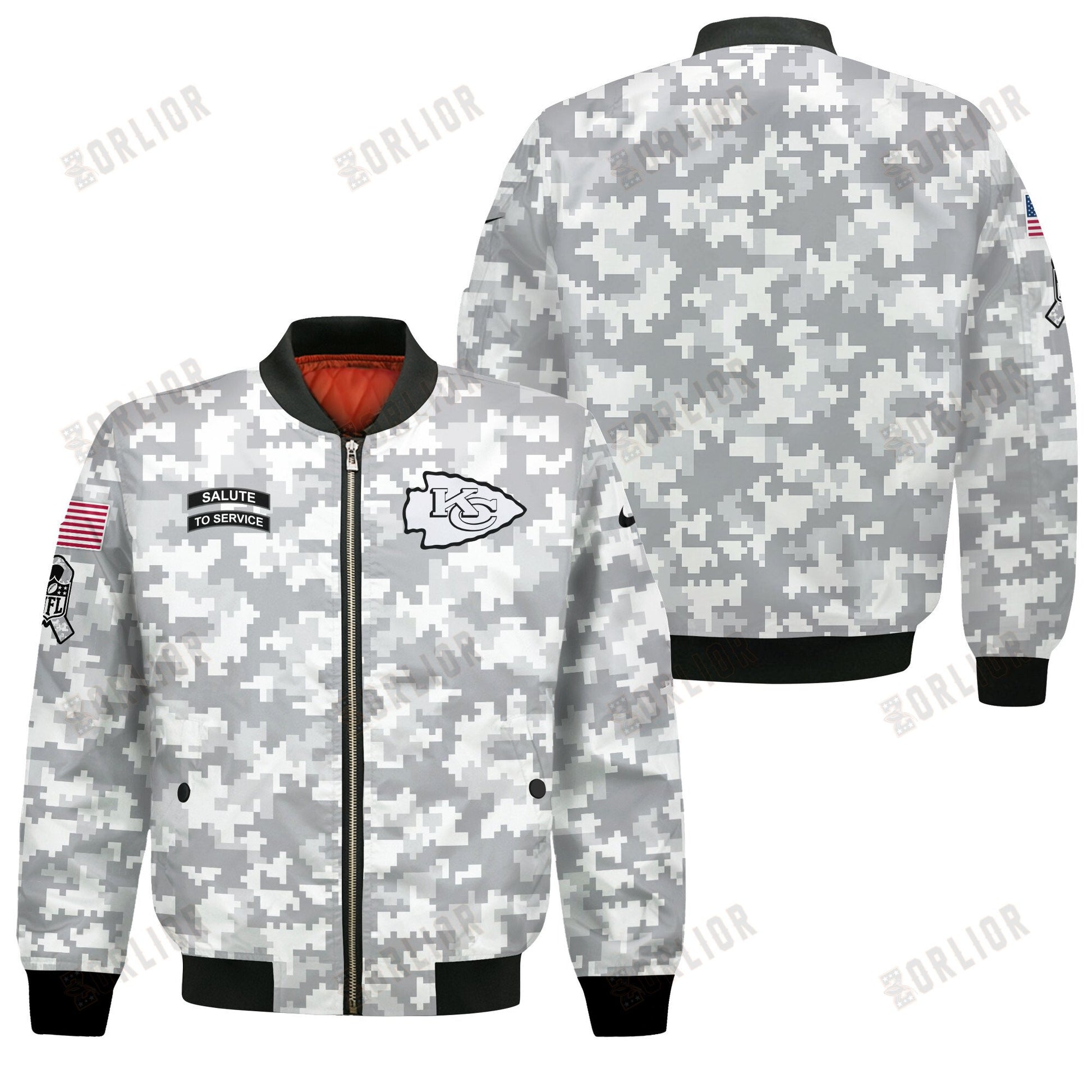 Kansas City Chiefs National Football League 2024 Arctic Camo Bomber Jacket