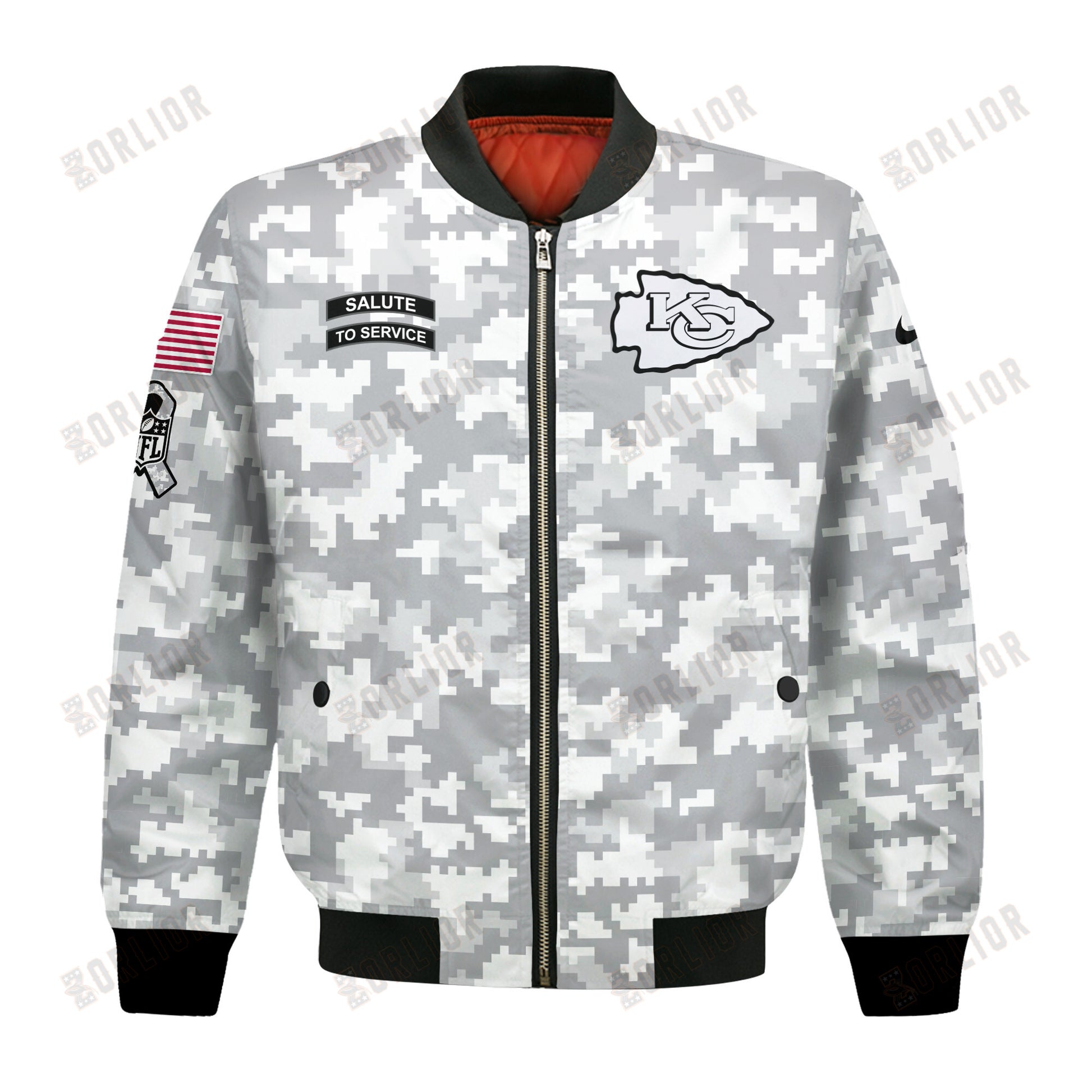 Kansas City Chiefs National Football League 2024 Arctic Camo Bomber Jacket