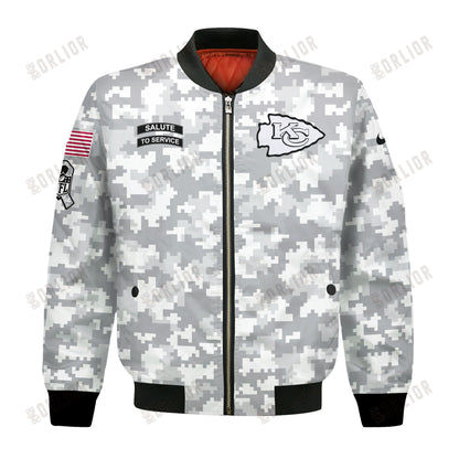 Kansas City Chiefs National Football League 2024 Arctic Camo Bomber Jacket