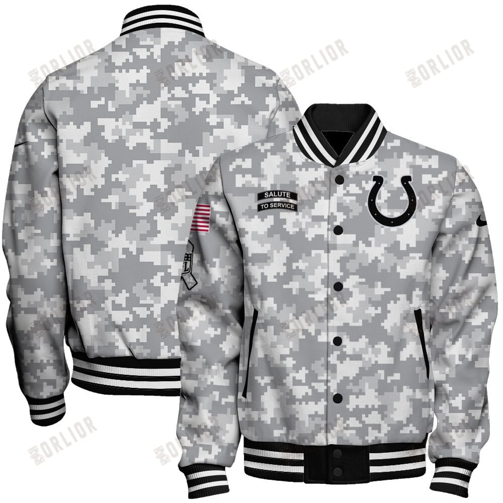 Indianapolis Colts National Football League 2024 Arctic Camo Unisex Varsity Jacket