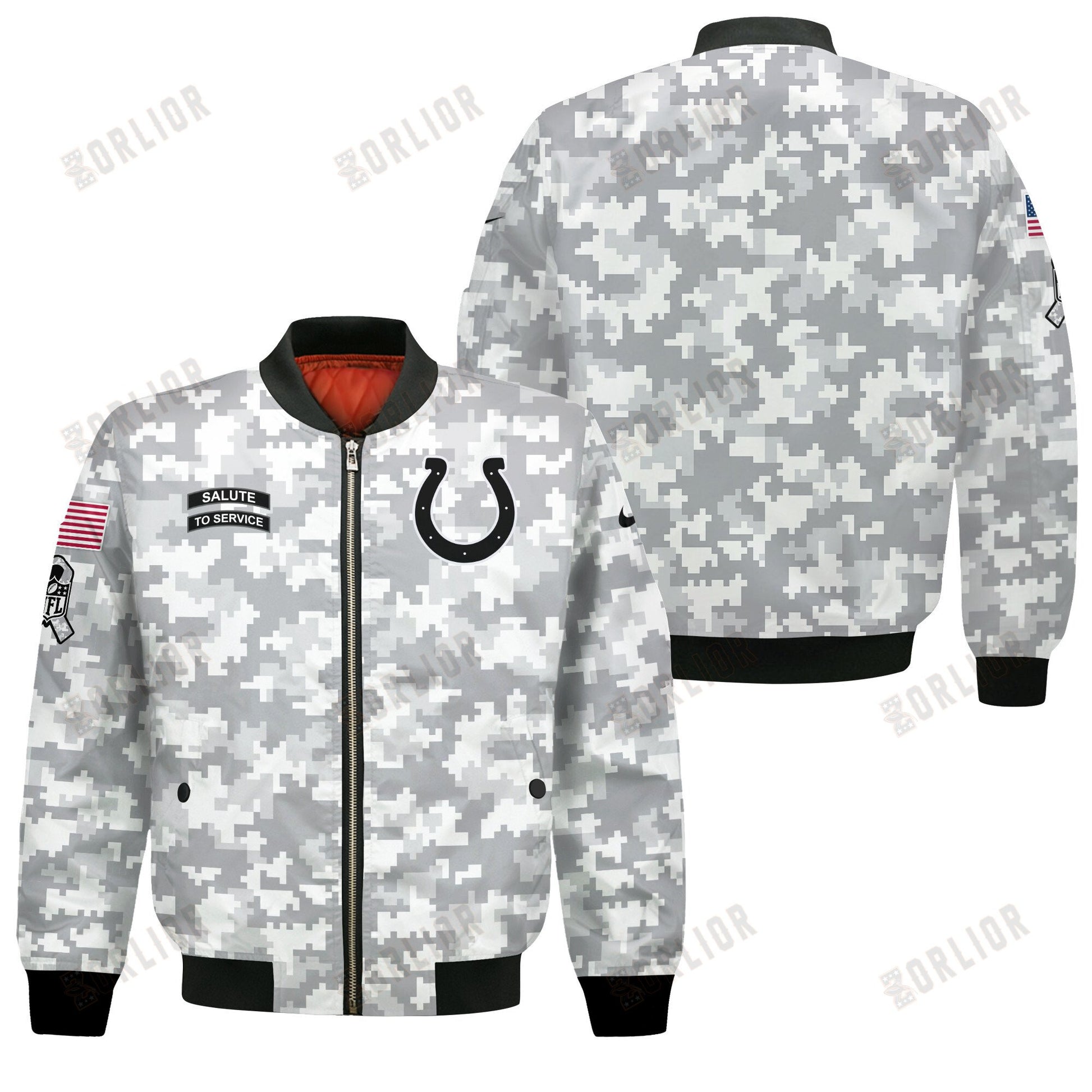 Indianapolis Colts National Football League 2024 Arctic Camo Bomber Jacket