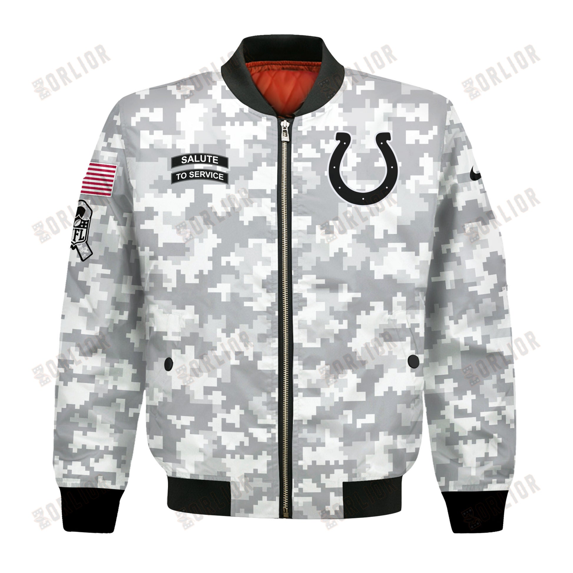Indianapolis Colts National Football League 2024 Arctic Camo Bomber Jacket