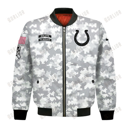 Indianapolis Colts National Football League 2024 Arctic Camo Bomber Jacket