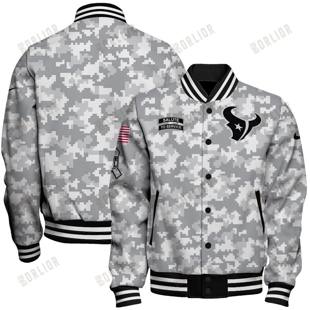 Houston Texans National Football League 2024 Arctic Camo Unisex Varsity Jacket