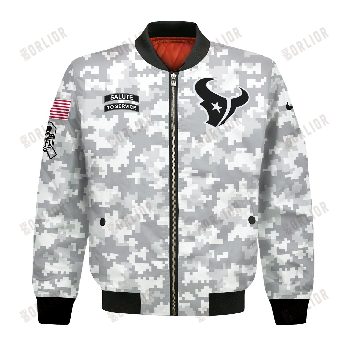 Houston Texans National Football League 2024 Arctic Camo Bomber Jacket