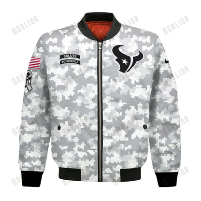 Houston Texans National Football League 2024 Arctic Camo Bomber Jacket