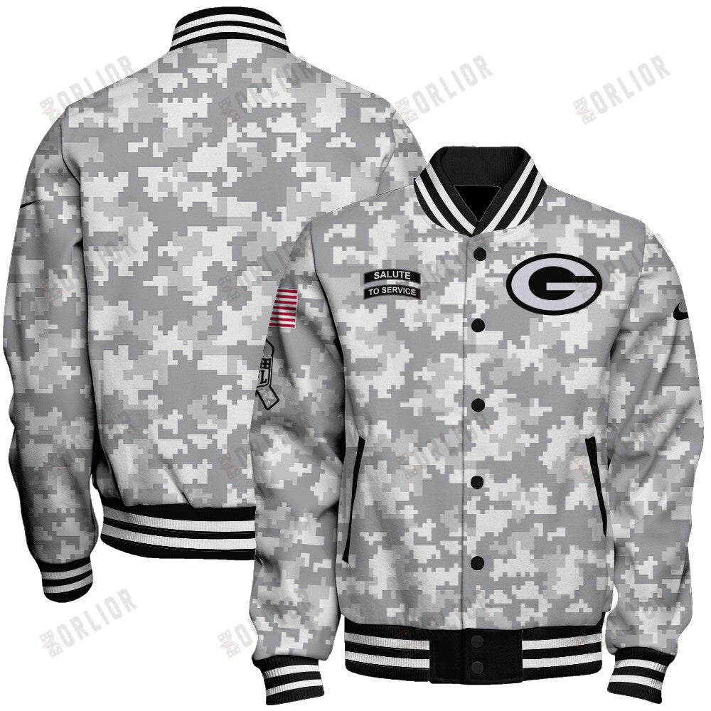 Green Bay Packers National Football League 2024 Arctic Camo Unisex Varsity Jacket