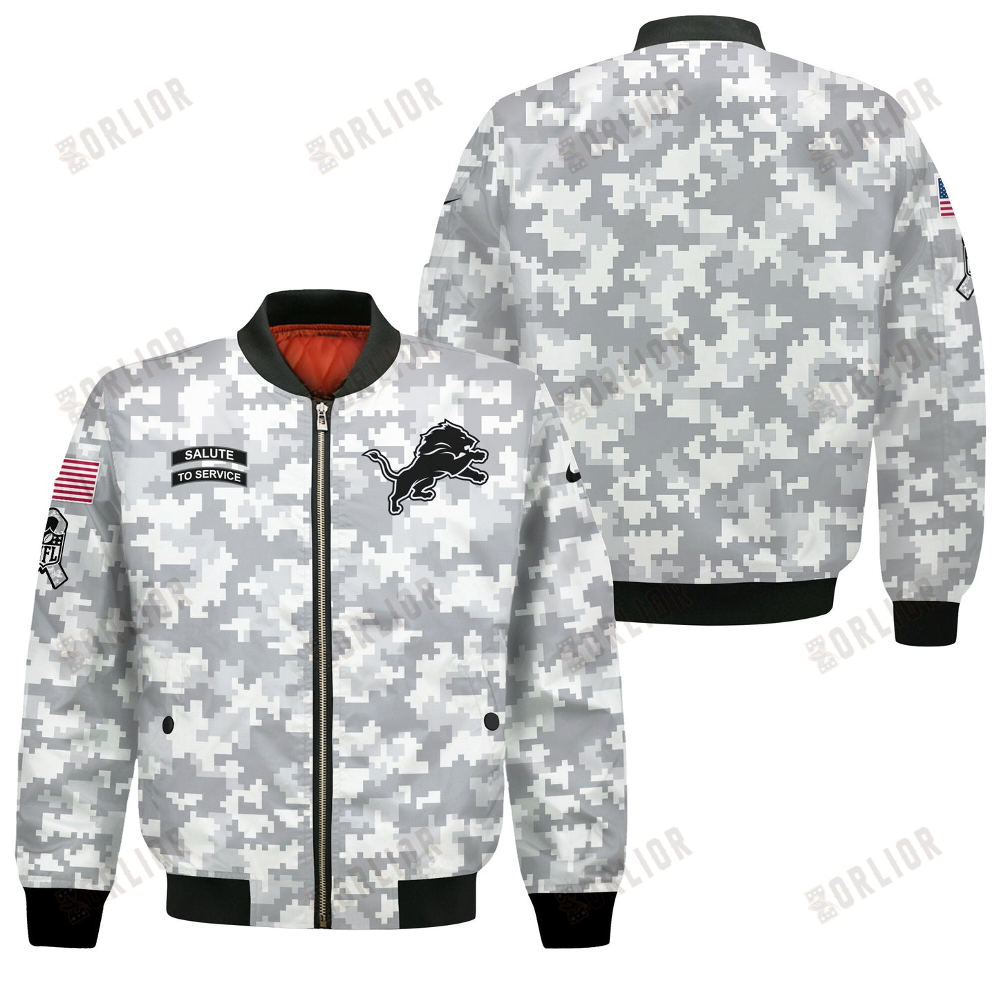 Detroit Lions National Football League 2024 Arctic Camo Bomber Jacket