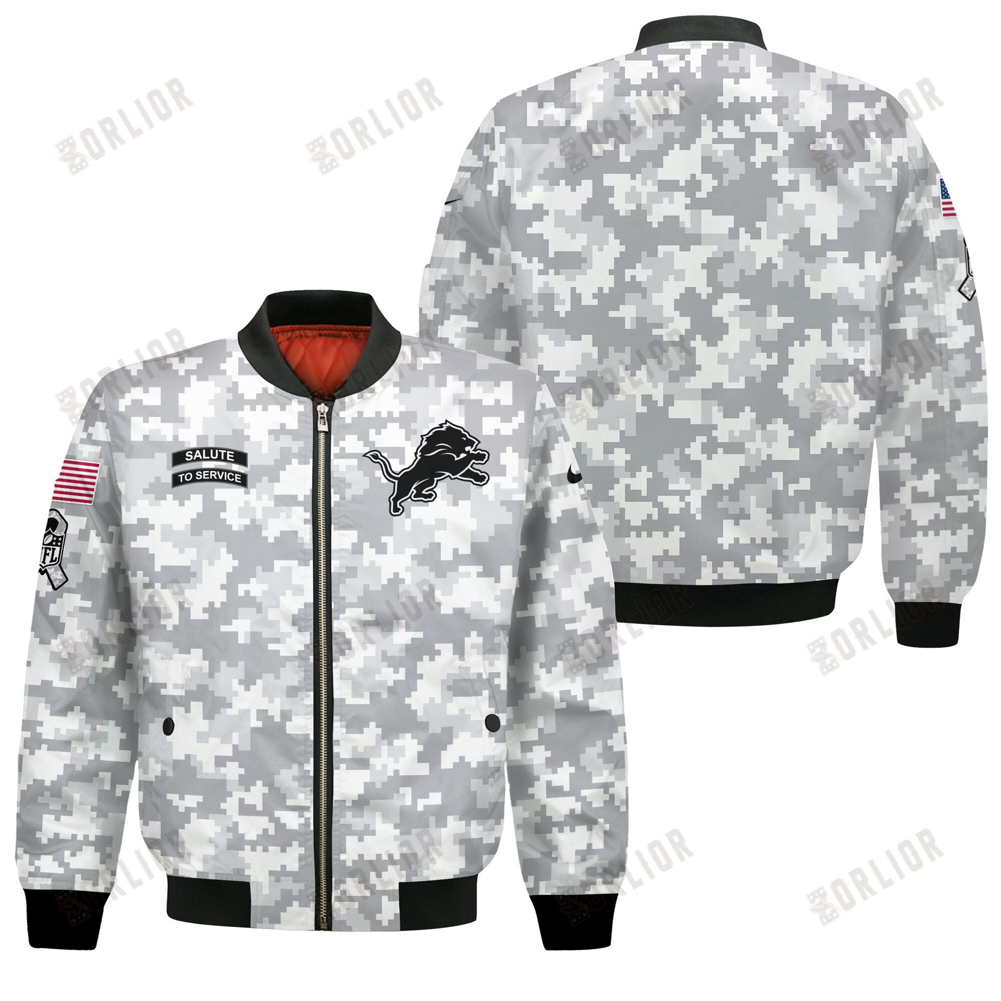 Detroit Lions National Football League 2024 Arctic Camo Bomber Jacket