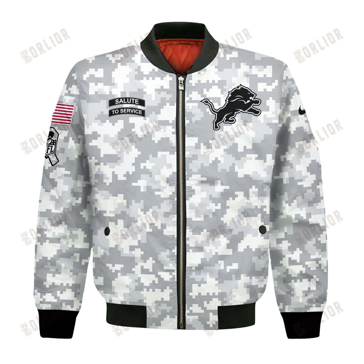 Detroit Lions National Football League 2024 Arctic Camo Bomber Jacket