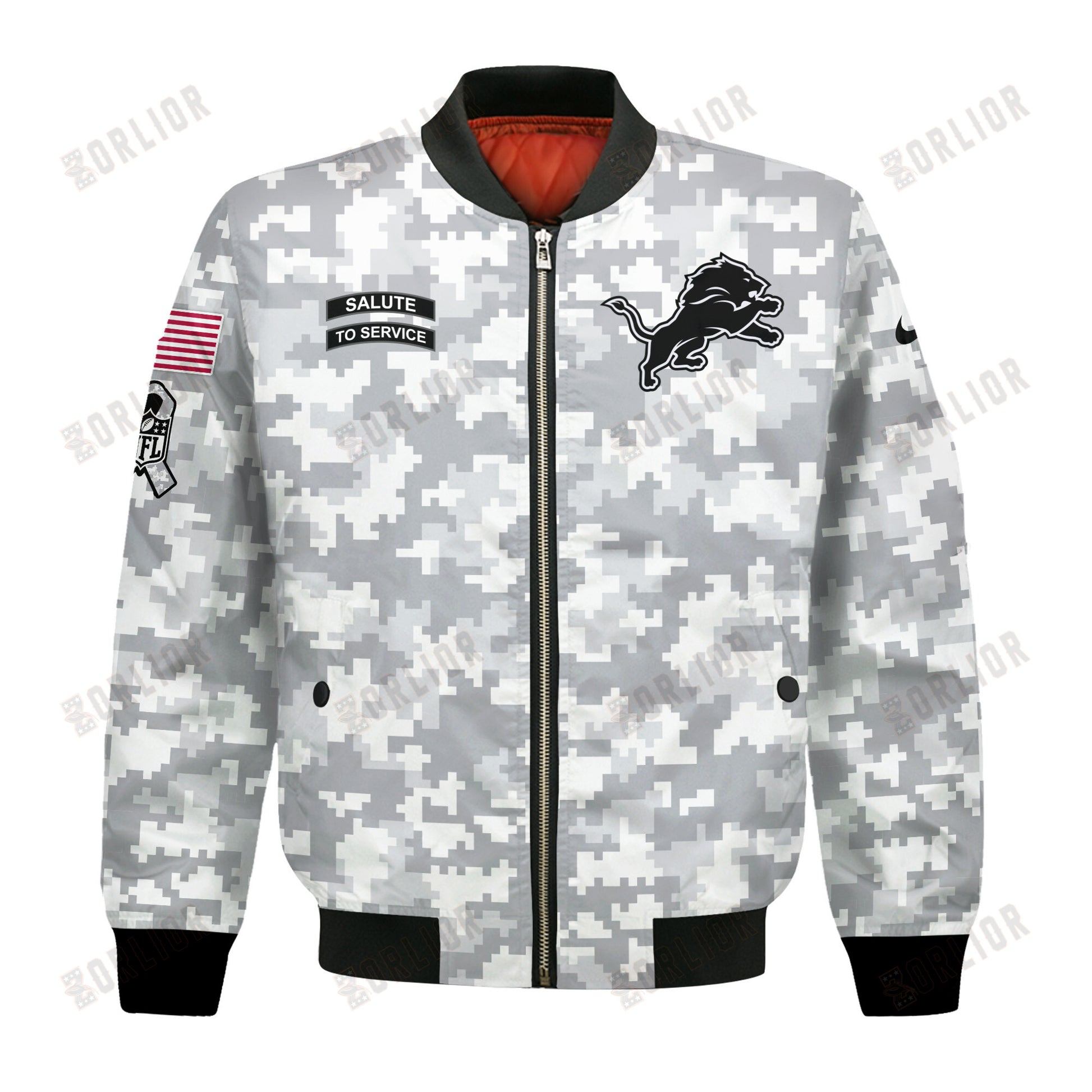 Detroit Lions National Football League 2024 Arctic Camo Bomber Jacket