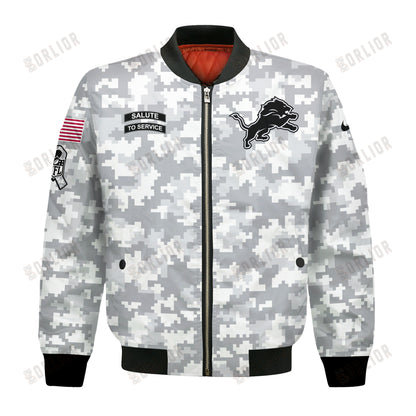 Detroit Lions National Football League 2024 Arctic Camo Bomber Jacket
