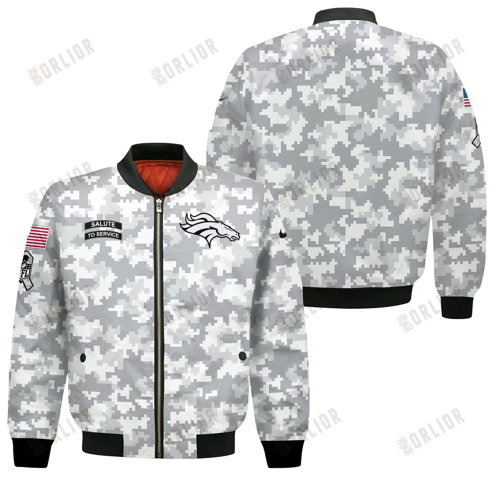 Denver Broncos National Football League 2024 Arctic Camo Bomber Jacket