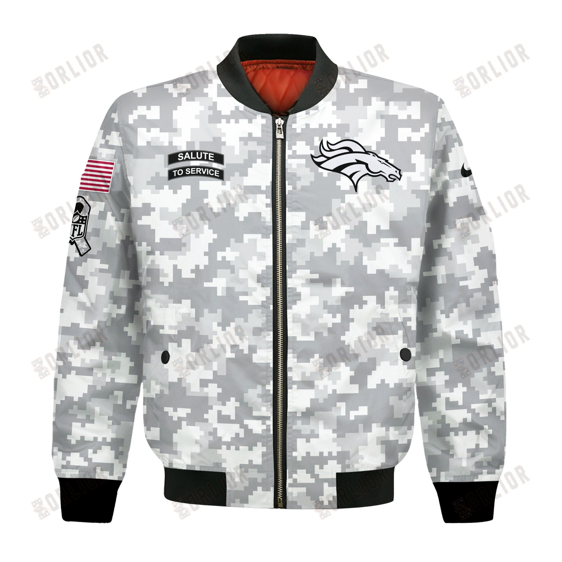 Denver Broncos National Football League 2024 Arctic Camo Bomber Jacket