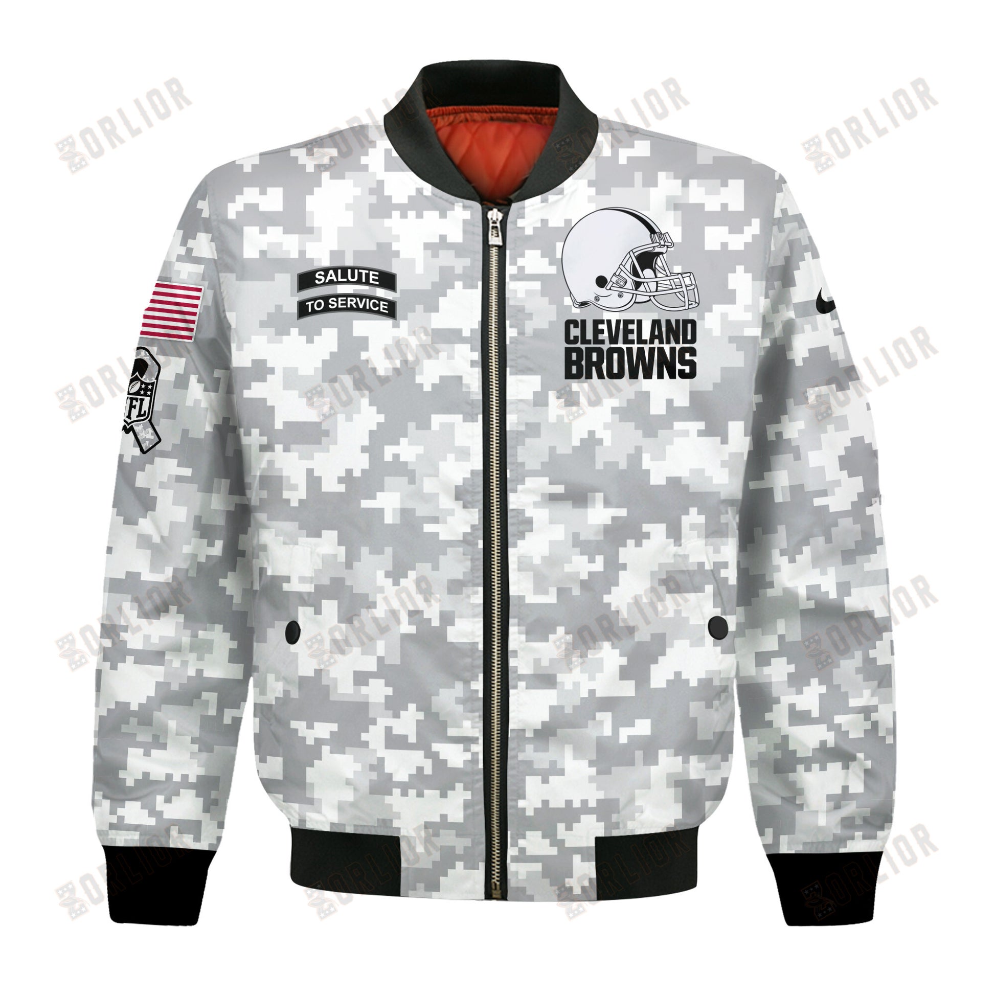 Cleveland Browns National Football League 2024 Arctic Camo Bomber Jacket