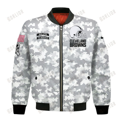 Cleveland Browns National Football League 2024 Arctic Camo Bomber Jacket