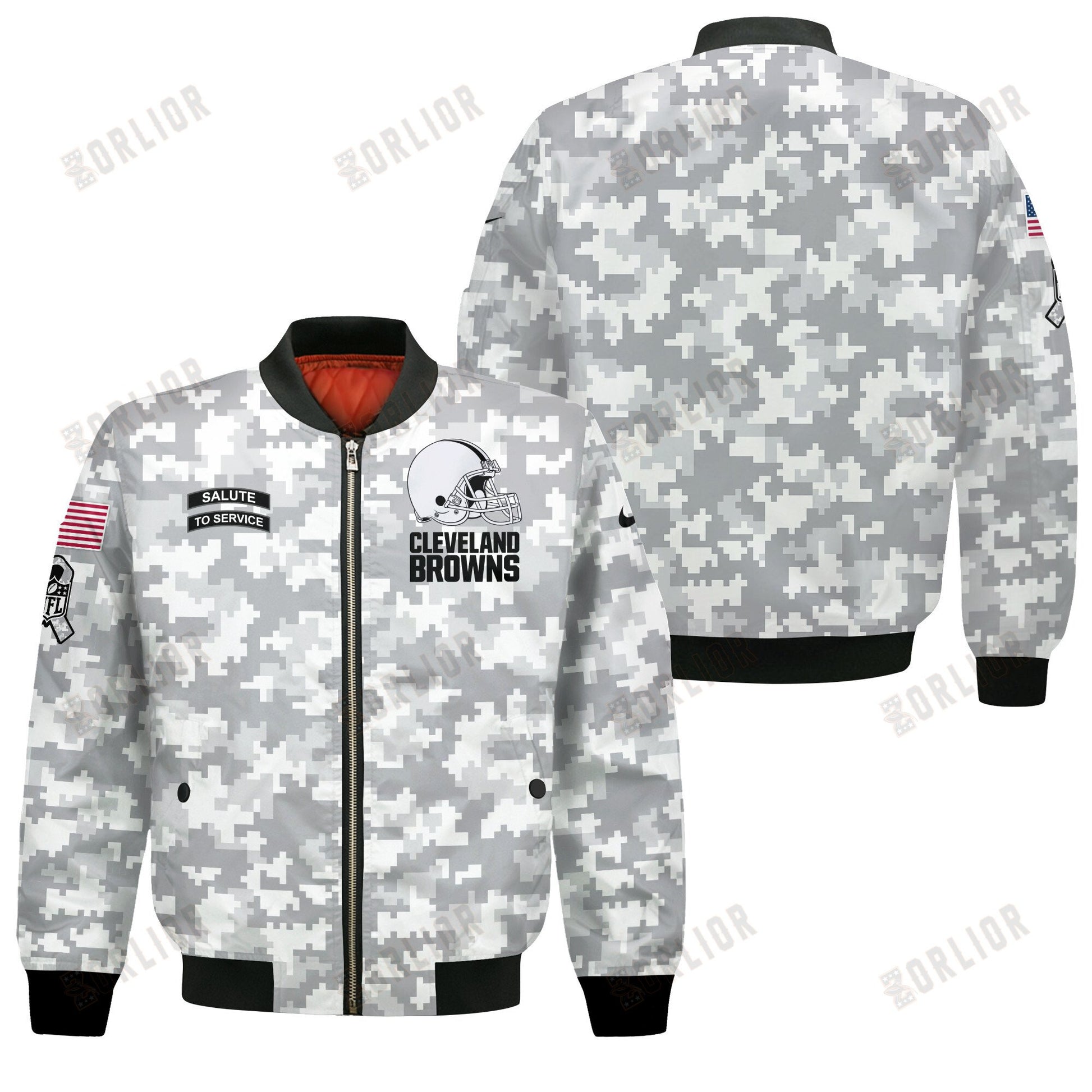 Cleveland Browns National Football League 2024 Arctic Camo Bomber Jacket
