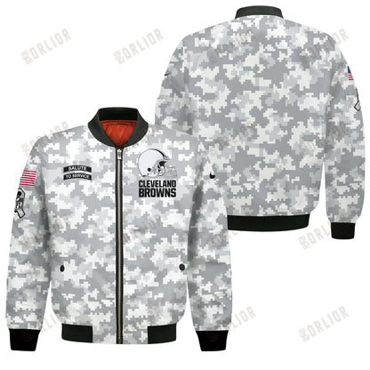 Cleveland Browns National Football League 2024 Arctic Camo Bomber Jacket