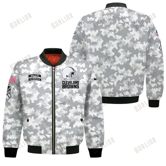 Cleveland Browns National Football League 2024 Arctic Camo Bomber Jacket